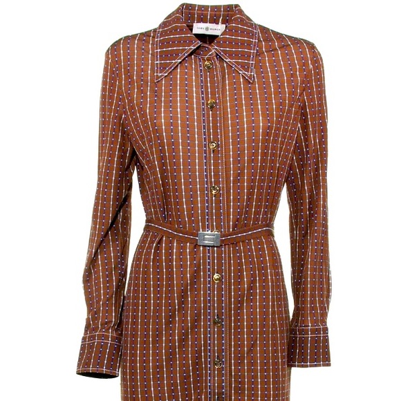 Tory Burch Dresses & Skirts - Tory Burch Geometric-Print Belted Waist Shirt Dress
